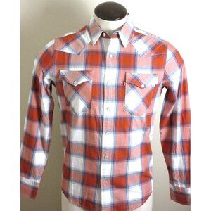 Levi's Men's Western Snap Front Plaid Red White Blue Cotton Shirt Classic NWT
